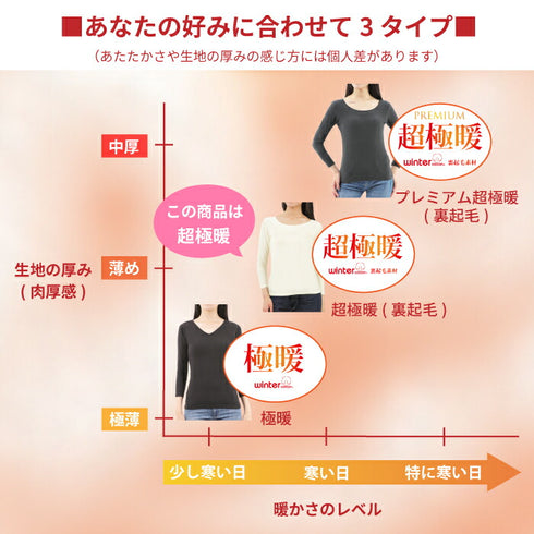 【日本製】 超極暖 インナー レディース 長袖 Vネック 裏起毛 暖かい 保温 ストレッチ 無地 ブラック(22FWCK-04w-bk)