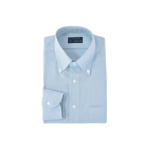 【日本製】オックスフォードシャツ メンズ 長袖 ビジネス カジュアル ワイシャツ 無地 ボタンダウン ブルー(LFS22-002-bl)