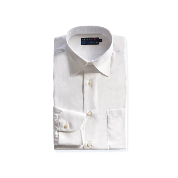 【日本製】 ワイシャツ メンズ ビジネス 長袖 ドレスシャツ 無地 レギュラーカラー コットンツイル 綿100% ホワイト(LFS22-006-wh)
