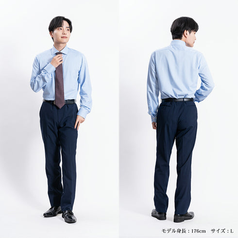 【日本製】 ワイシャツ メンズ ビジネス 長袖 イージーケア ノーアイロン 無地 ワイドカラー イージーフォーマルシャツ ホワイト(LKS22-012-wh)