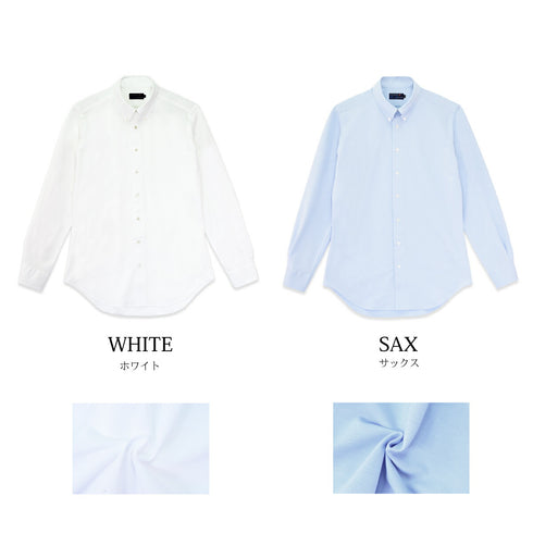 【日本製】 ワイシャツ メンズ ビジネス 長袖 イージーケア ノーアイロン 無地 ボタンダウン イージーフォーマルシャツ ホワイト(LKS22-013-wh)