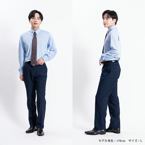 【日本製】 ワイシャツ メンズ ビジネス 長袖 イージーケア ノーアイロン 無地 ボタンダウン イージーフォーマルシャツ ホワイト(LKS22-013-wh)