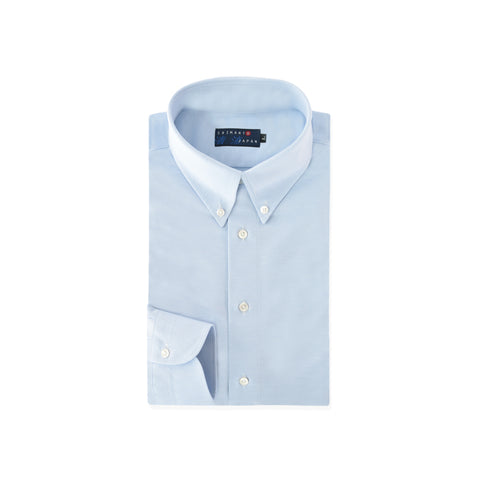 【日本製】 ワイシャツ メンズ ビジネス 長袖 イージーケア ノーアイロン 無地 ボタンダウン イージーフォーマルシャツ サックス(LKS22-013-sa)