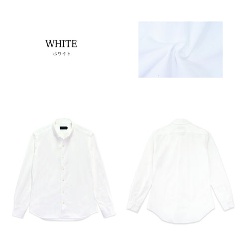 【日本製】 ワイシャツ メンズ ビジネス 長袖 ストレッチ イージーケア ノーアイロン 無地 イタリアンカラー オープンカラー イージーフォーマルシャツ サックス(LKS22-017-sa)