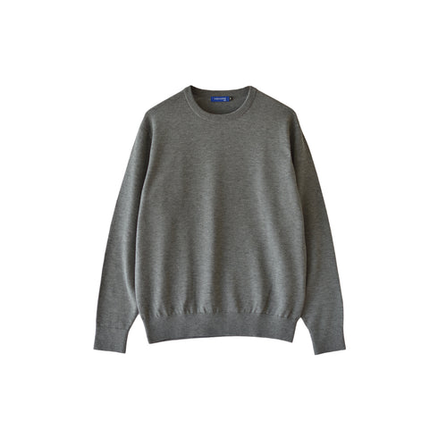 【日本製】 セーター メンズ ビジネス クルーネック 無地 軽い 重ね着 グレー(MISO-001-gr)