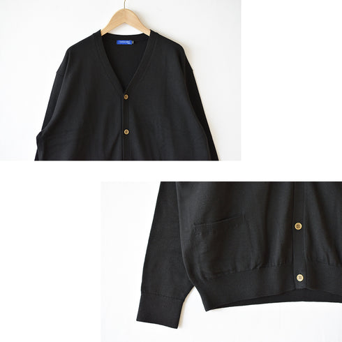 【日本製】 カーディガン メンズ ビジネス Vネック 無地 軽い 暖かい 重ね着 ネイビー(MISO-002-na)