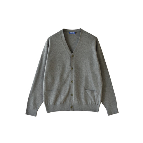 【日本製】 カーディガン メンズ ビジネス Vネック 無地 軽い 暖かい 重ね着 グレー(MISO-002-gr)