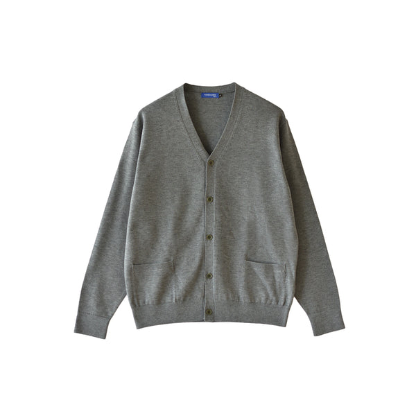 【日本製】 カーディガン メンズ ビジネス Vネック 無地 軽い 暖かい 重ね着 グレー(MISO-002-gr)