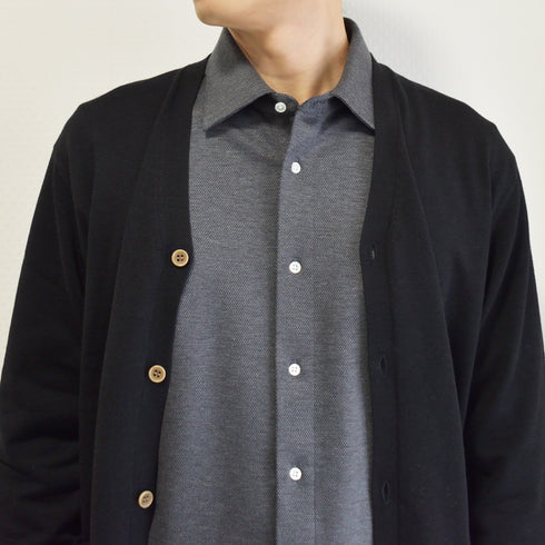 【日本製】 カーディガン メンズ ビジネス Vネック 無地 軽い 暖かい 重ね着 ネイビー(MISO-002-na)