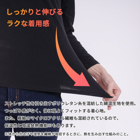 【日本製】 超極暖プレミアムウール インナー レディース ハイネック 裏起毛 あたたかい 保温 ストレッチ 綿ウール混 ブラック(PMW-06W-bk)