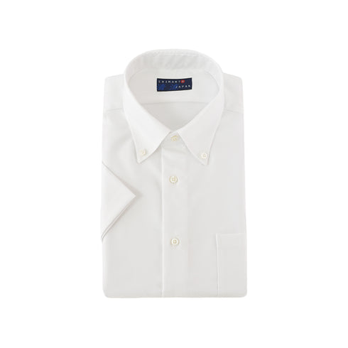 【日本製】 ワイシャツ メンズ ビジネス 半袖 オックスフォード ボタンダウン 無地 ホワイト(SFS22-008-wh)