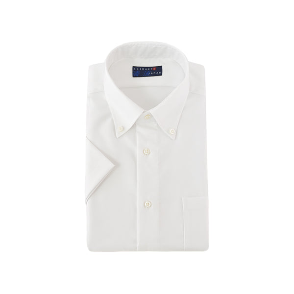 【日本製】 ワイシャツ メンズ ビジネス 半袖 オックスフォード ボタンダウン 無地 ホワイト(SFS22-008-wh)