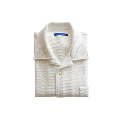 【日本製】 ワッフルシャツ 半袖 メンズ 羽織 大きいサイズ オープンカラー ホワイト(SHKB25-088-wh)