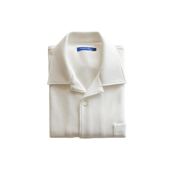 【日本製】 ワッフルシャツ 半袖 メンズ 羽織 大きいサイズ オープンカラー ホワイト(SHKB25-088-wh)