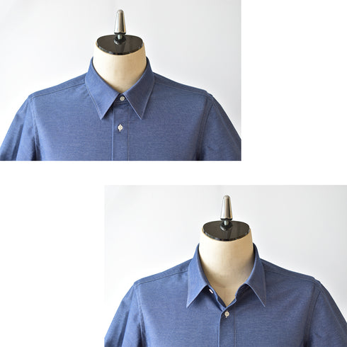 【日本製】 ワイシャツ メンズ ビジネス 半袖 デニムシャツ ノンアイロン 無地 レギュラーカラー ネイビー(SHKN25-092-na)