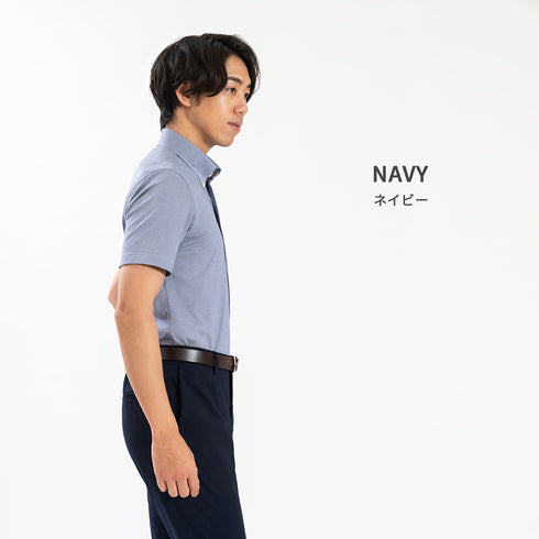 【日本製】 ワイシャツ メンズ ビジネス 半袖 ボタンダウン 吸水速乾 ノンアイロン 無地 イージーフォーマルシャツ ピンク(SHKN25-087-pi)