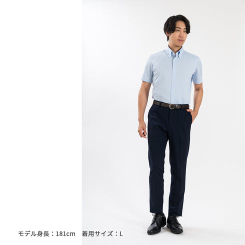 【日本製】 ワイシャツ メンズ ビジネス 半袖 ボタンダウン 吸水速乾 ノンアイロン 無地 イージーフォーマルシャツ ピンク(SHKN25-087-pi)