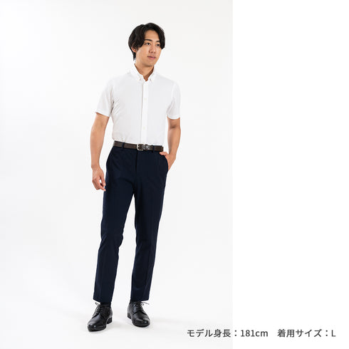 【日本製】 ワイシャツ メンズ ビジネス 半袖 ボタンダウン 吸水速乾 ノンアイロン 無地 イージーフォーマルシャツ ピンク(SHKN25-087-pi)