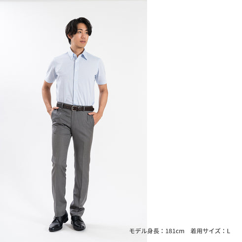 【日本製】 ワイシャツ メンズ ビジネス 半袖 形態安定 ノンアイロン 綿100% ピケストライプ イージーフォーマルシャツ ブルー(SHKN25-101-bl)