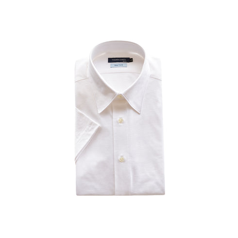 【日本製】 ワイシャツ メンズ ビジネス 半袖 形態安定 ノンアイロン 綿100% 無地 レギュラーカラー イージーフォーマルシャツ ホワイト(SHKN25-102-wh)