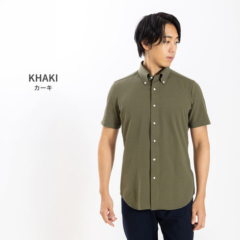 【日本製】 ビジネスシャツ メンズ 半袖 ビジネスカジュアル シアサッカー 吸水速乾 ボタンダウン ホワイト(SHKN26-120-wh)