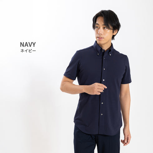 【日本製】 ビジネスシャツ メンズ 半袖 ビジネスカジュアル シアサッカー 吸水速乾 ボタンダウン ホワイト(SHKN26-120-wh)