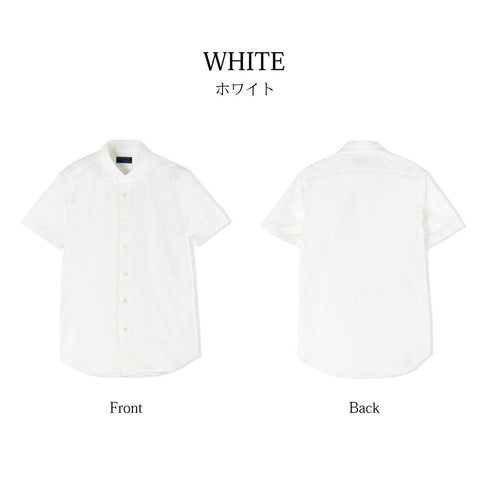 【日本製】 ワイシャツ メンズ ビジネス 半袖 イージーケア ノーアイロン 無地 ワイドカラー イージーフォーマルシャツ サックス(SHKS23-027-sa)