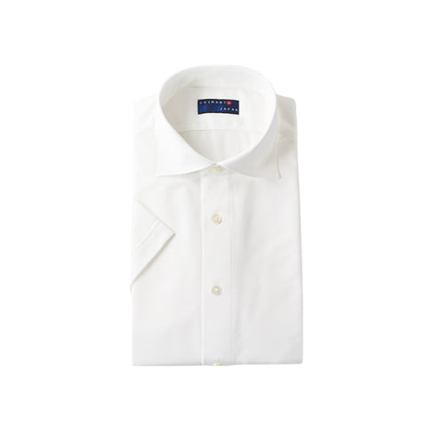 【日本製】 ワイシャツ メンズ ビジネス 半袖 イージーケア ノーアイロン 無地 ワイドカラー イージーフォーマルシャツ ホワイト(SHKS23-027-wh)