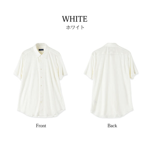 【日本製】 ワイシャツ メンズ 半袖 ビジネス プレミアム リネン100% 柔らかい 無地 レギュラーカラー ブルー(SHKJ23-033-bl)