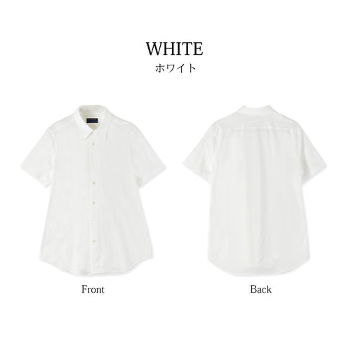 【日本製】 ワイシャツ メンズ ビジネス 半袖 接触冷感 イージーケア ノーアイロン 無地 レギュラーカラー イージーフォーマルシャツ ネイビー(SHKS23-034-na)