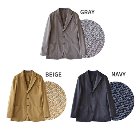 【日本製】 テーラードジャケット メンズ ビジネス カジュアル イージーケア ストレッチ ウールライクファブリック ベージュ(SJFB25-103-be)