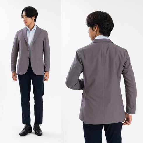 【日本製】 テーラードジャケット メンズ ビジネス カジュアル イージーケア ストレッチ ウールライクファブリック ベージュ(SJFB25-103-be)