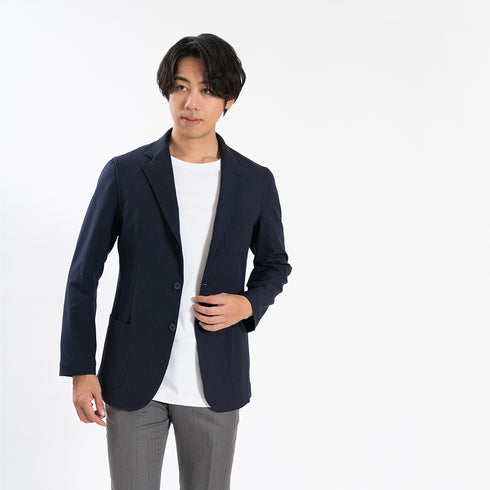 【日本製】 テーラードジャケット メンズ ビジネス カジュアル イージーケア ストレッチ ウールライクファブリック ベージュ(SJFB25-103-be)