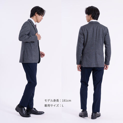 【日本製】 ジャケット メンズ ビジネス テーラードジャケット イージーケア 保温 ストレッチ ウールコットン ネイビー(SJFB25-108-na)