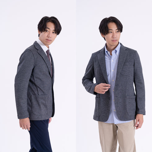 【日本製】 ジャケット メンズ ビジネス テーラードジャケット イージーケア 保温 ストレッチ ウールコットン ネイビー(SJFB25-108-na)