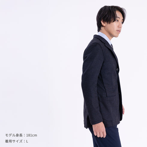 【日本製】 ジャケット メンズ ビジネス テーラードジャケット イージーケア 保温 ストレッチ ウールコットン ネイビー(SJFB25-108-na)