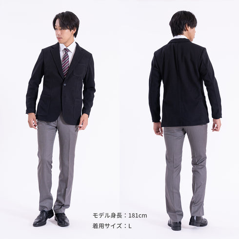 【日本製】 ジャケット メンズ ビジネス テーラードジャケット 吸湿発熱 保温 軽量 ストレッチ ライトメルトン ブラック(SJFB25-112-bk)