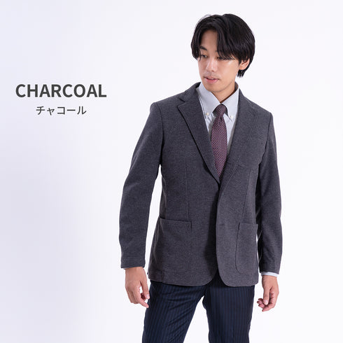 【日本製】 ジャケット メンズ ビジネス テーラードジャケット 吸湿発熱 保温 軽量 ストレッチ ライトメルトン ブラック(SJFB25-112-bk)