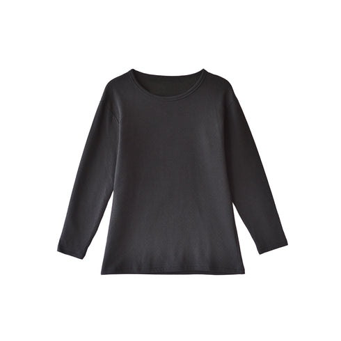 【日本製】 超極暖プレミアムα インナー メンズ 長袖 クルーネック 裏起毛 2層構造 暖かい 保温 接結素材 ブラック(SKWC-01-s-bk)