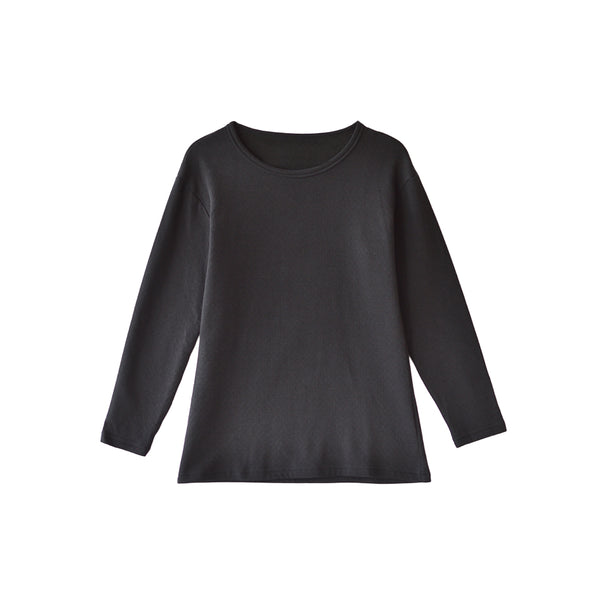 【日本製】 超極暖プレミアムα インナー メンズ 長袖 クルーネック 裏起毛 2層構造 暖かい 保温 接結素材 ブラック(SKWC-01-s-bk)