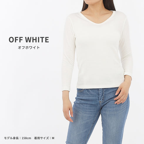 【日本製】 超極暖プレミアムα インナー レディース 長袖 Vネック 裏起毛 2層構造 暖かい 保温 接結素材 ブラック(SKWC-04w-bk)