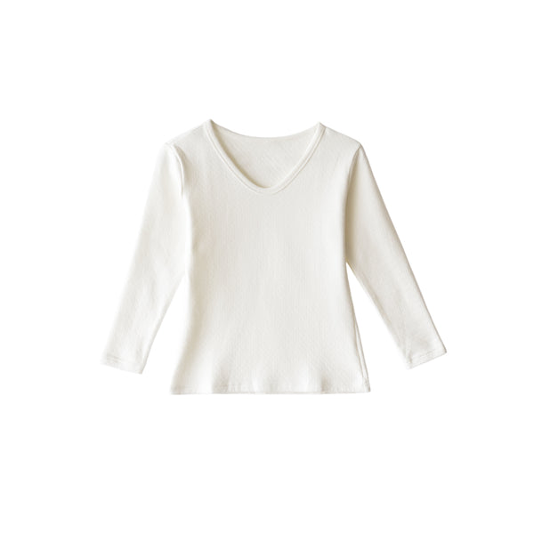 【日本製】 超極暖プレミアムα インナー レディース 長袖 Vネック 裏起毛 2層構造 暖かい 保温 接結素材 オフホワイトク(SKWC-04w-s-owh)