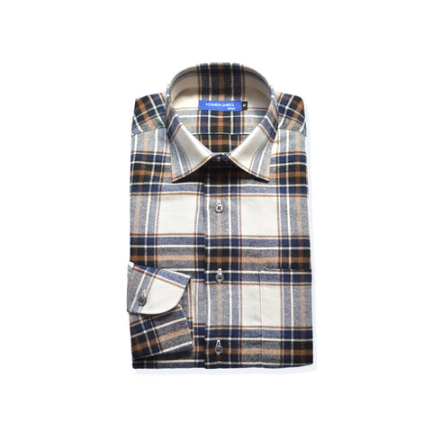 【日本製】チェックシャツ メンズ 長袖 綿100% オーガニックコットン レギュラーカラー ホワイト(SNFB24-077-wh)