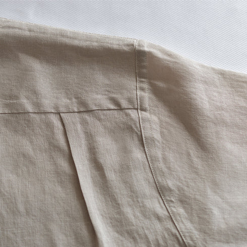 【日本製】 カジュアルシャツ メンズ 半袖 フレンチリネン 麻綿 無地 オープンカラー ネイビー(SNFB26-119-na)