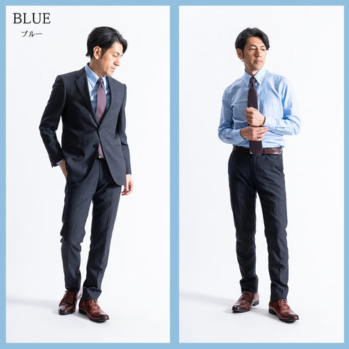 【日本製】 オックスフォードシャツ メンズ 長袖 ビジネス ワイシャツ ボタンダウン 無地 ブルー(SNFG23-048-bl)