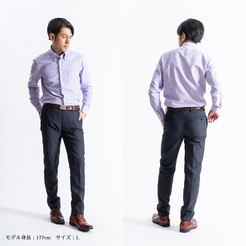 【日本製】 オックスフォードシャツ メンズ 長袖 ビジネス ワイシャツ ボタンダウン 無地 ブルー(SNFG23-048-bl)