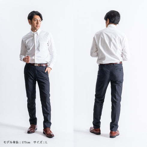 【日本製】 オックスフォードシャツ メンズ 長袖 ビジネス ワイシャツ ボタンダウン 無地 ブルー(SNFG23-048-bl)