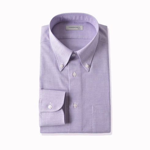 【日本製】 オックスフォードシャツ メンズ 長袖 ビジネス ワイシャツ ボタンダウン 無地 パープル(SNFG23-048-pu)