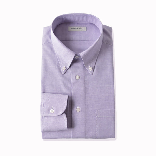 【日本製】 オックスフォードシャツ メンズ 長袖 ビジネス ワイシャツ ボタンダウン 無地 パープル(SNFG23-048-pu)