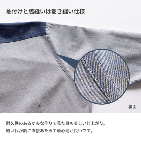 【日本製】 デニムシャツ メンズ 長袖 ビジネス ワイシャツ 無地 セミワイドカラー ブルー(SNFG24-086-bl)